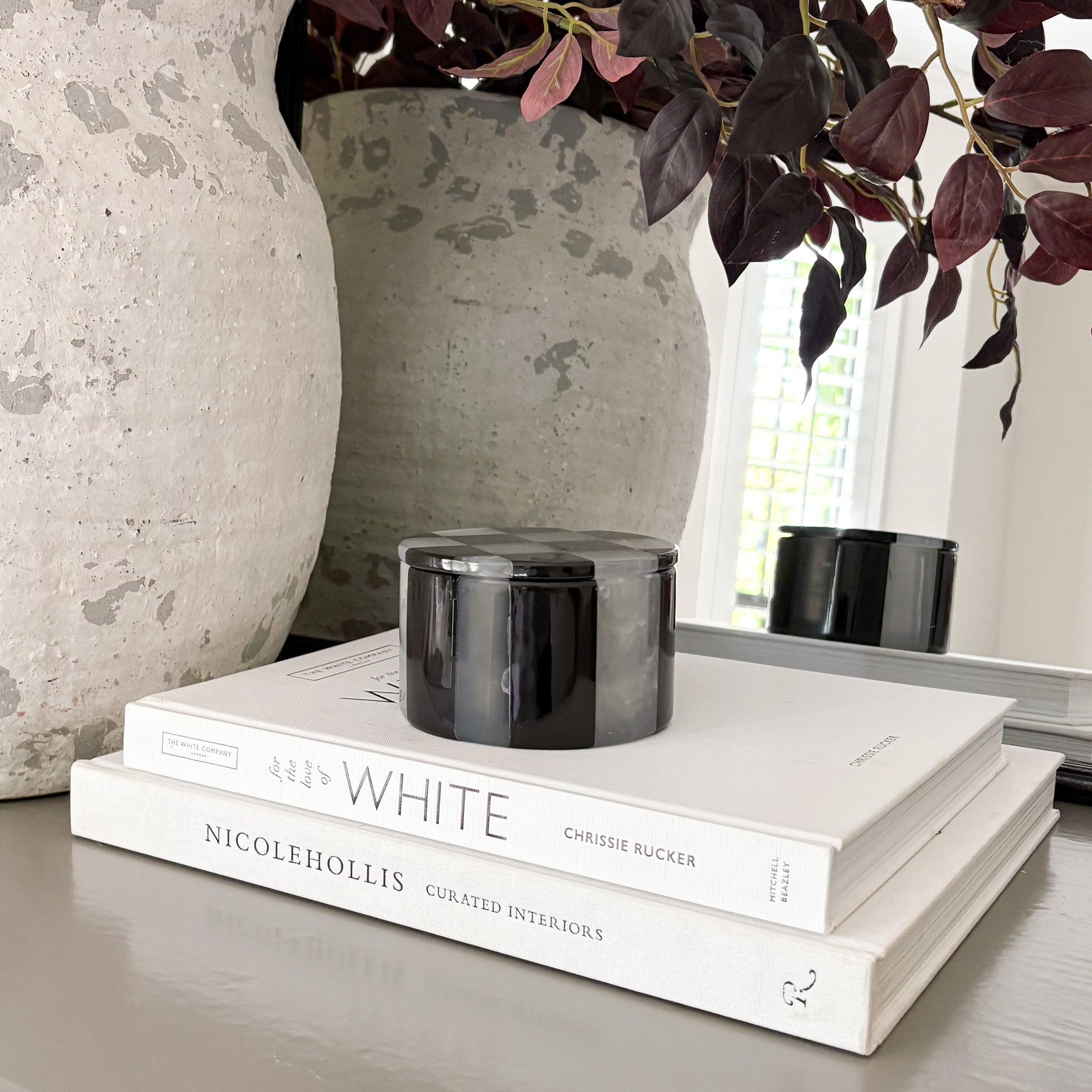 Black Marble and White Onyx Checker Lidded Box