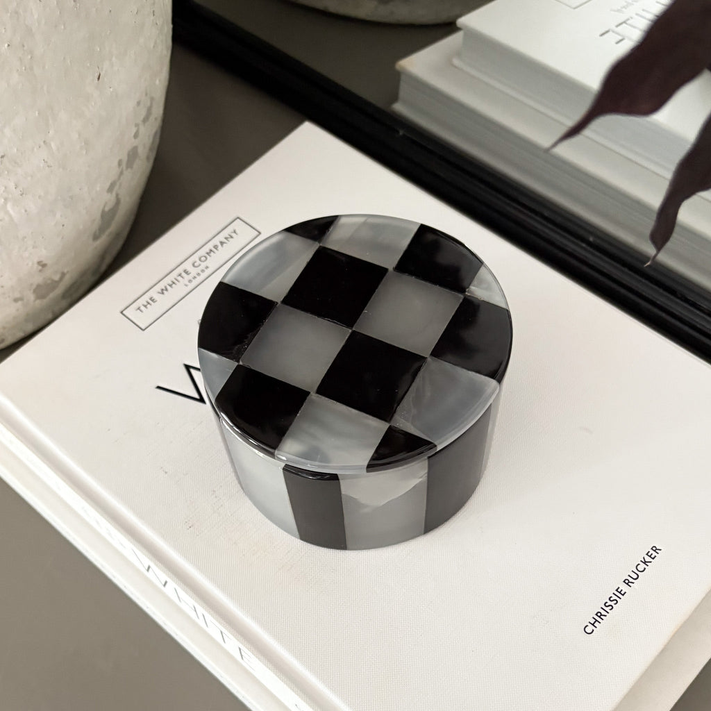 Black Marble and White Onyx Checker Lidded Box