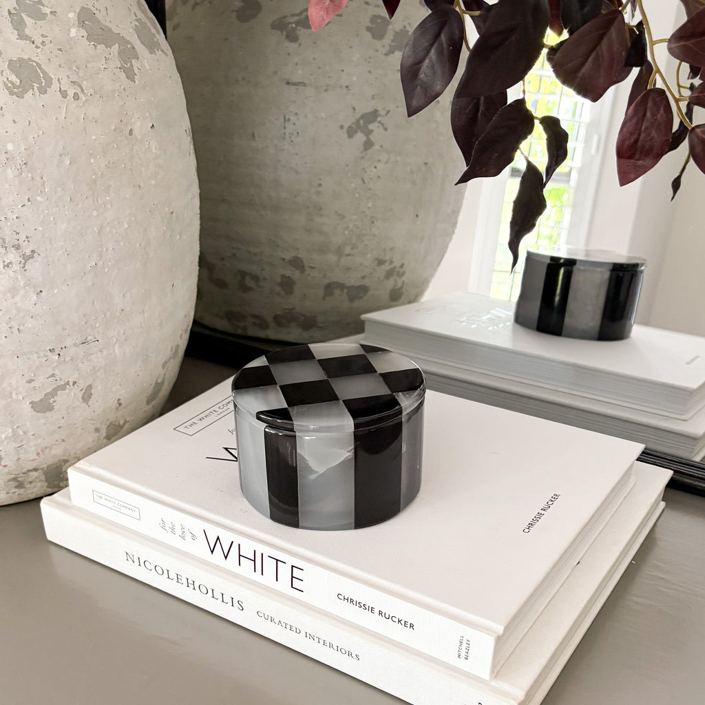 Black Marble and White Onyx Checker Lidded Box