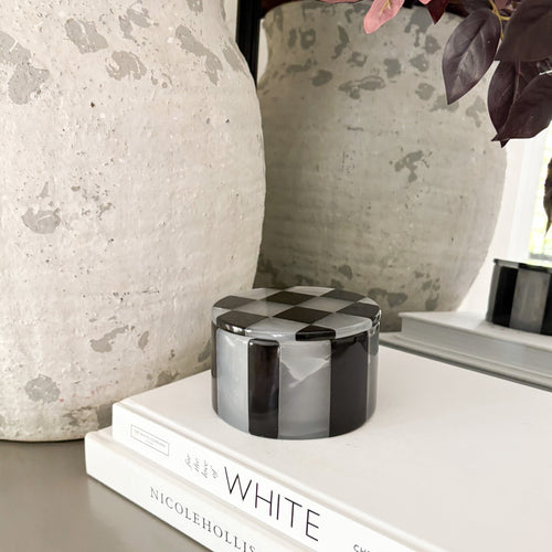 Black Marble and White Onyx Checker Lidded Box