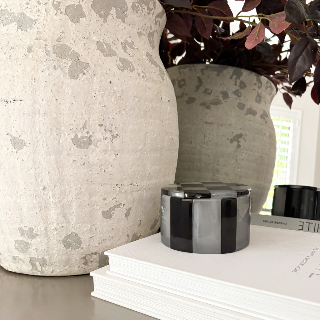 Black Marble and White Onyx Checker Lidded Box