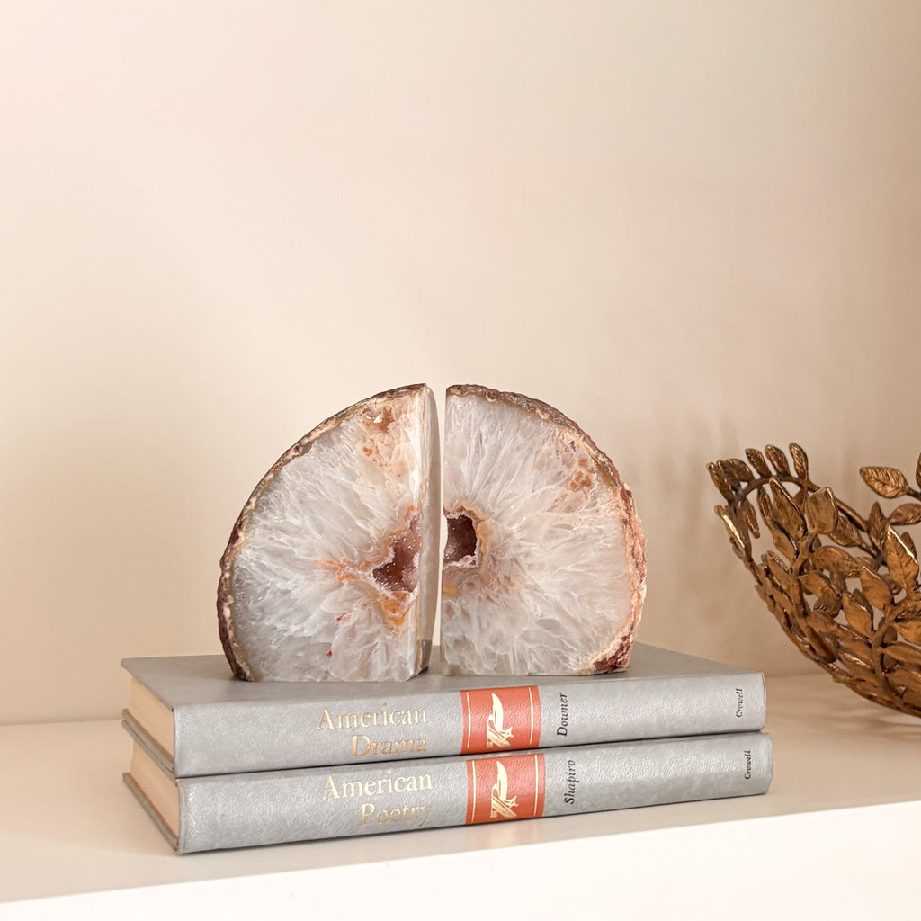Brazilian Agate Druzy Bookend Pair