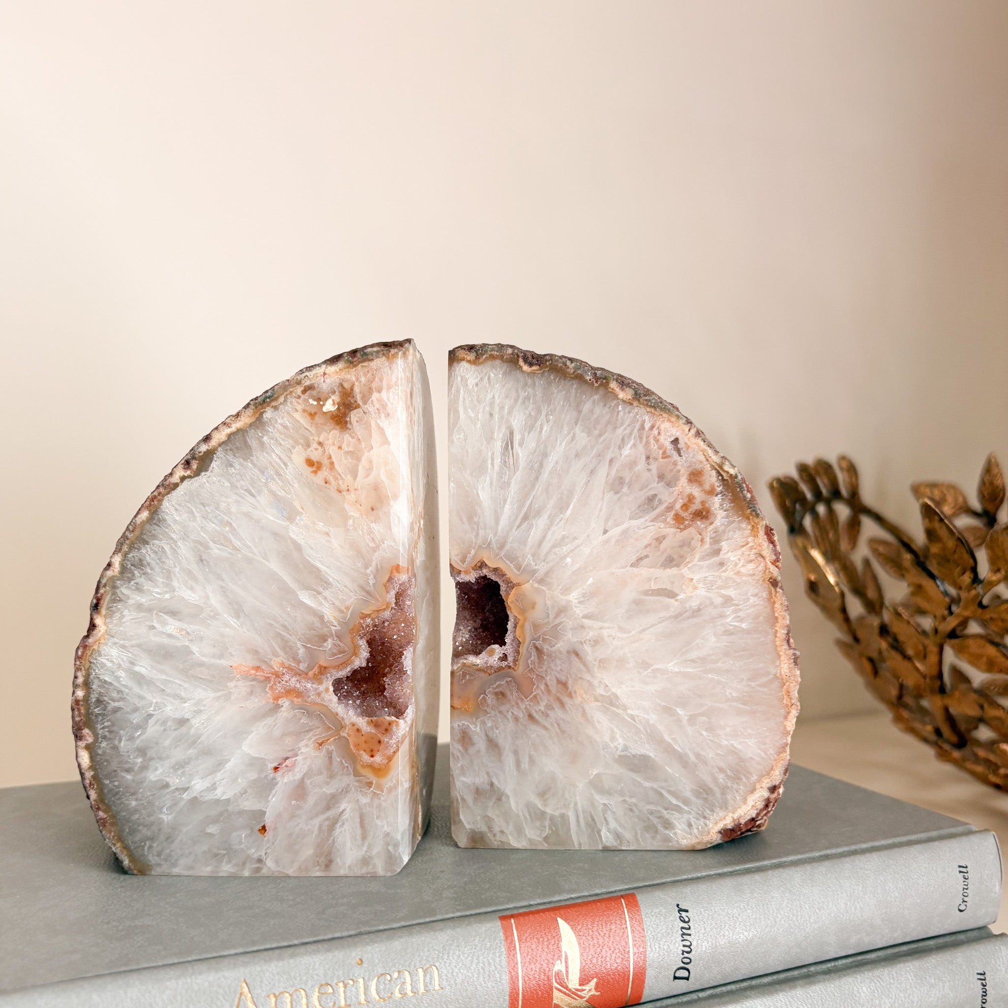 Brazilian Agate Druzy Bookend Pair