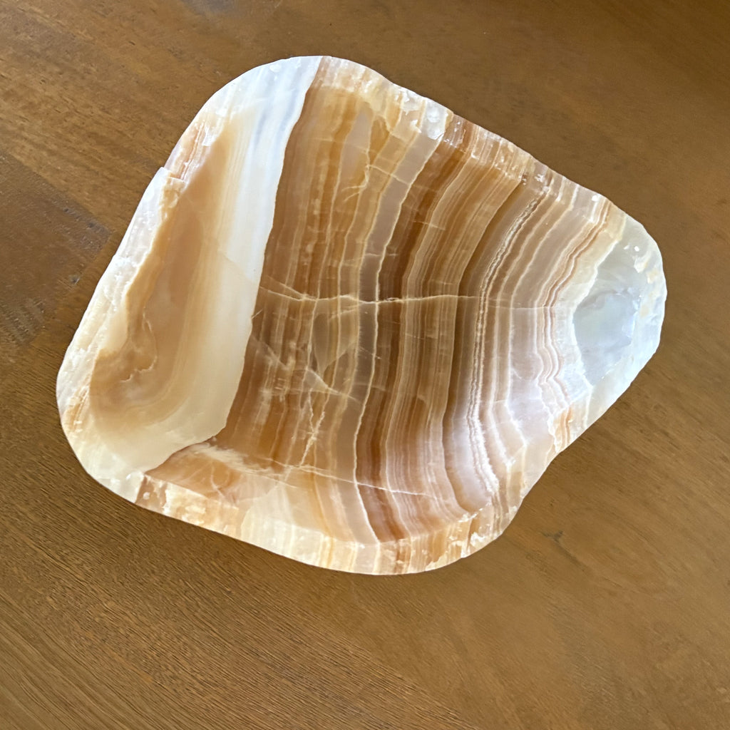 Hand Carved Amber Onyx Bowl