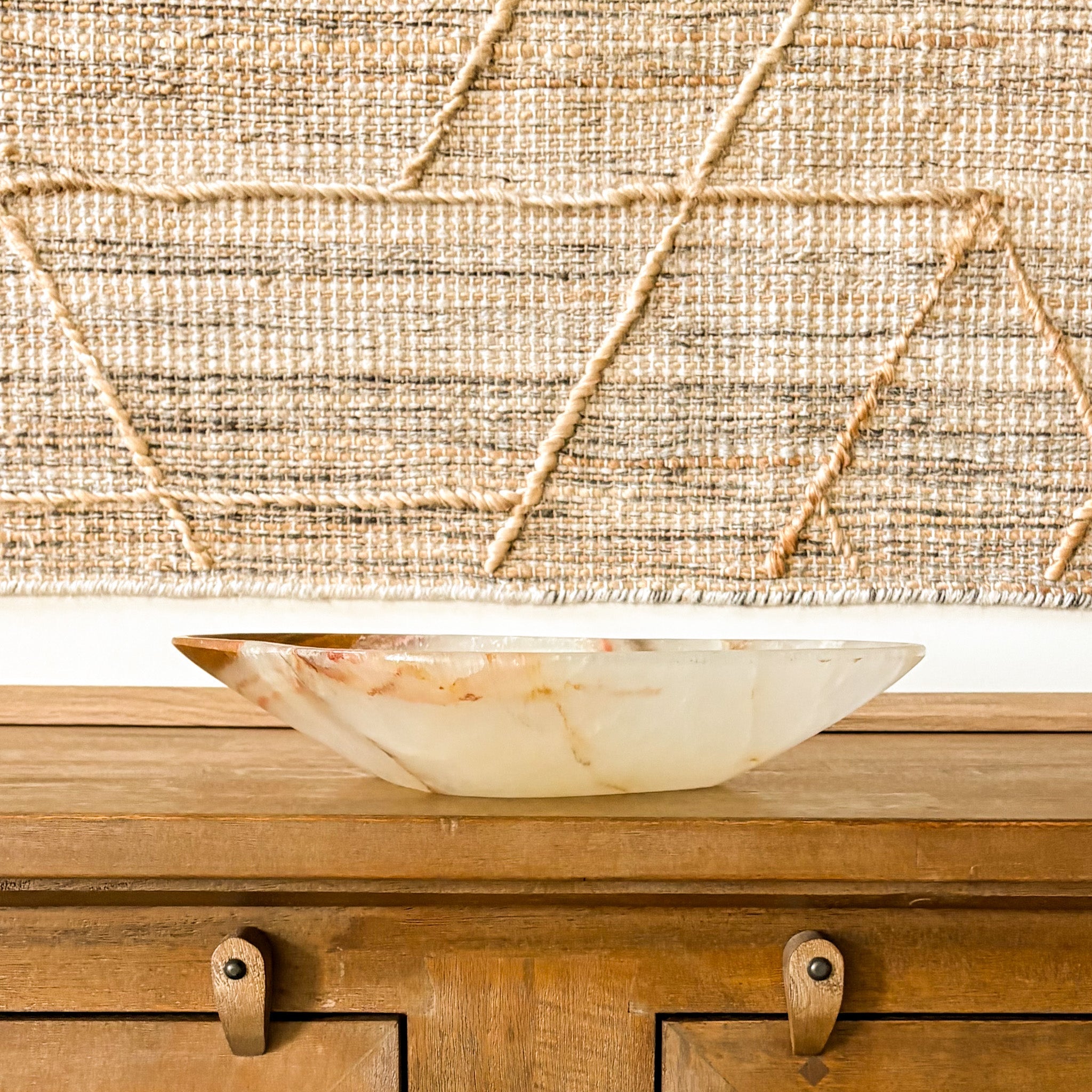 Large Hand Carved Brown Onyx Bowl