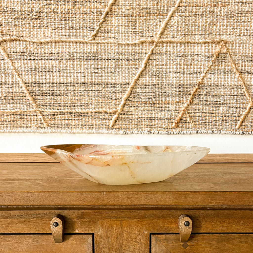 Large Hand Carved Brown Onyx Bowl