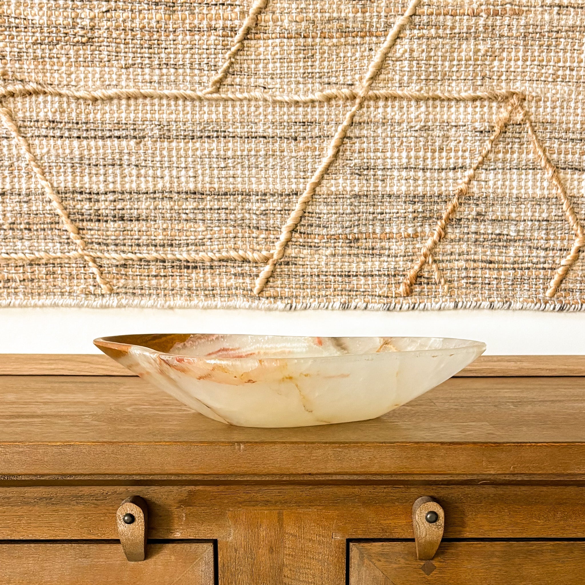 Large Hand Carved Brown Onyx Bowl
