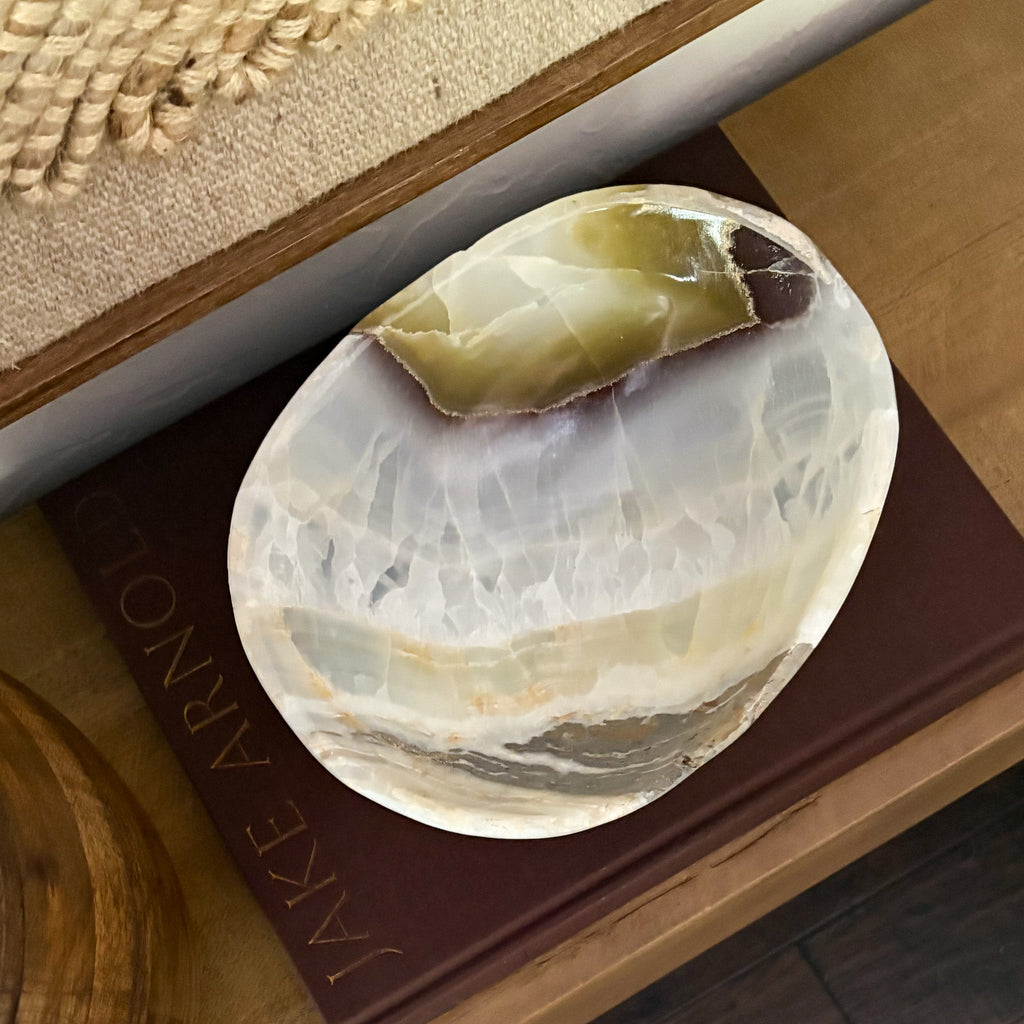 Hand Carved Olive Onyx Bowl