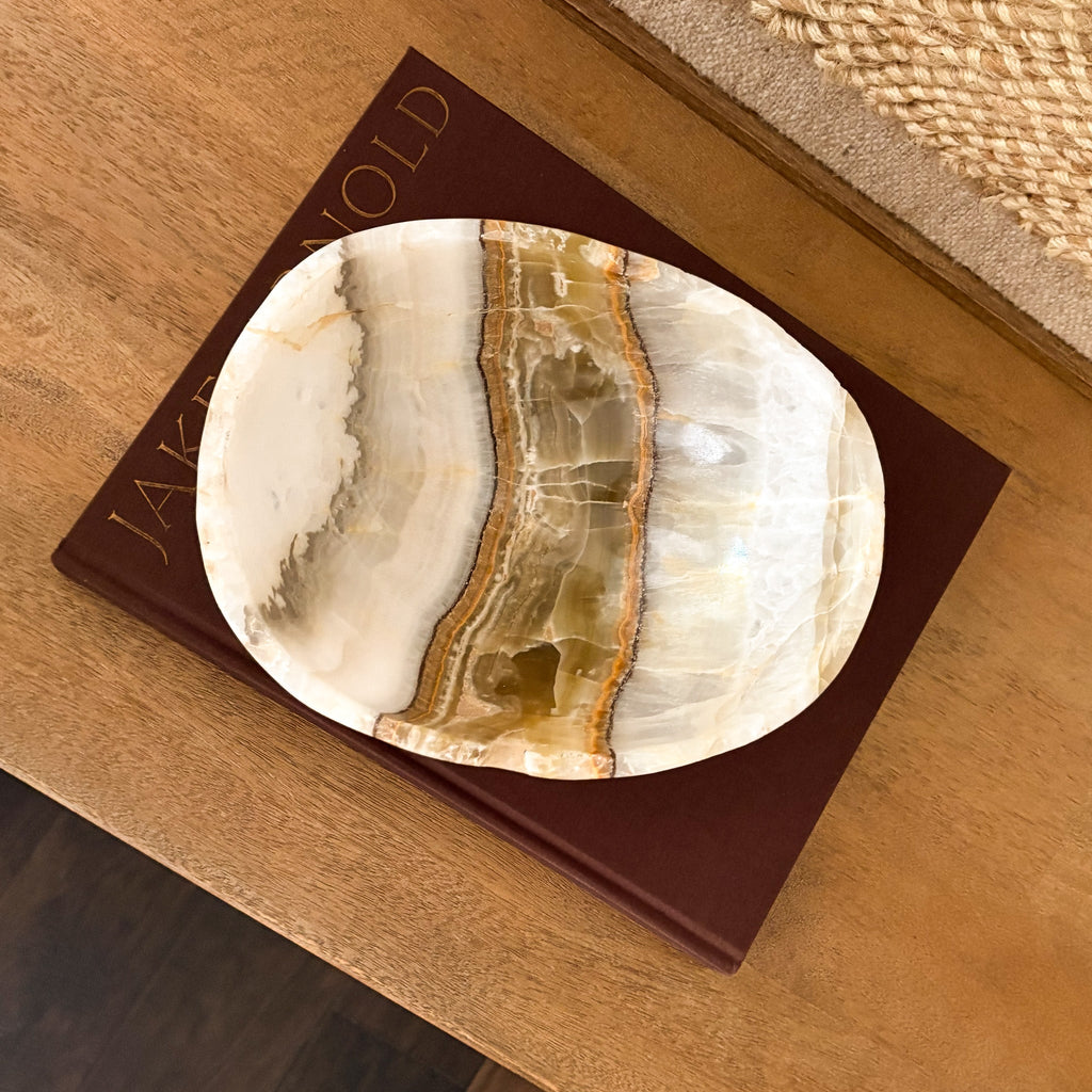Hand Carved Olive Onyx Bowl